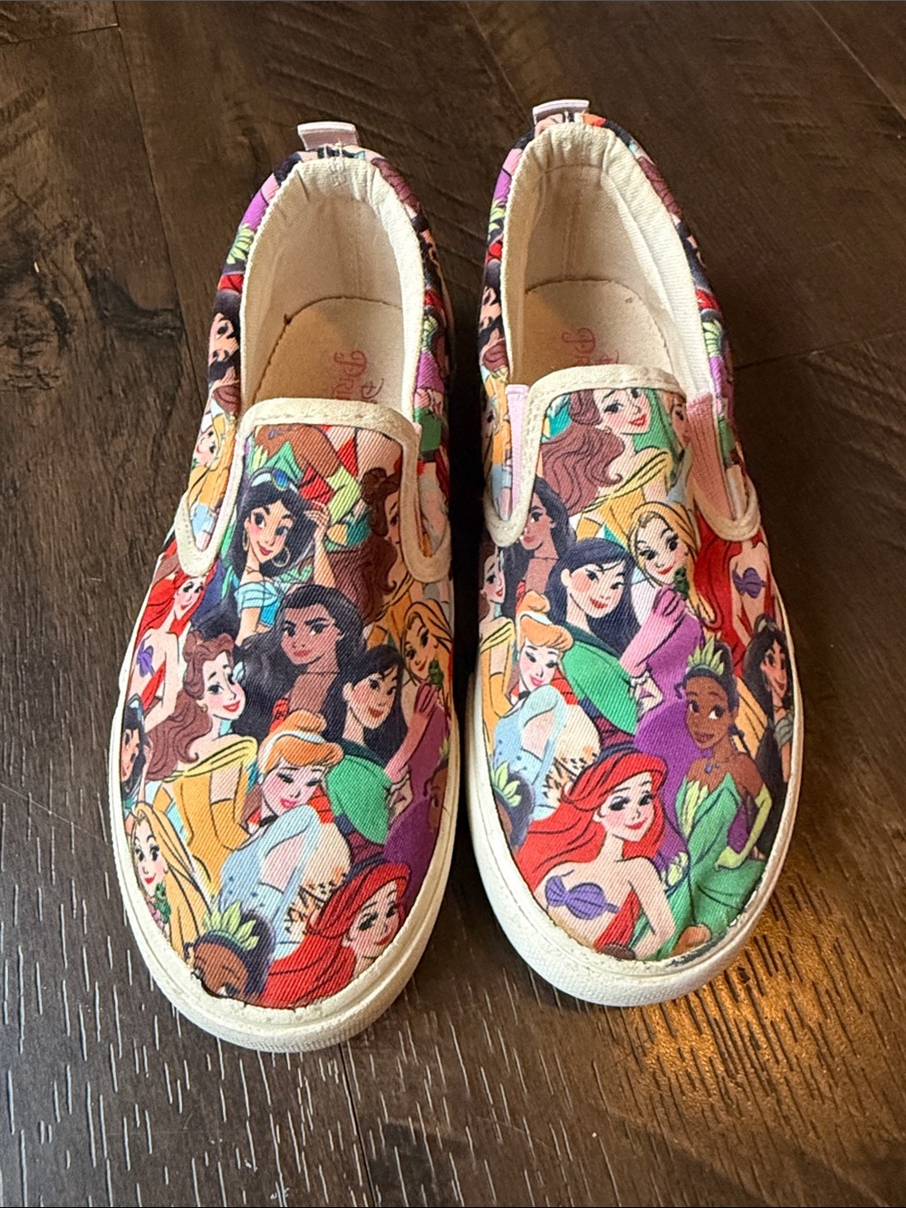 Kids Slip-On Canvas Shoes with Princess Print sz 2